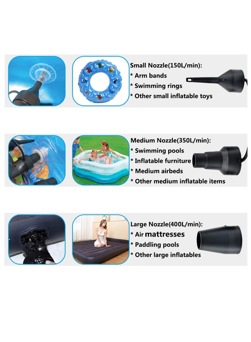 BOMPOW BOMPOW Electric Air Pump for Inflatables Air Mattress Pump Air Bed Pool Toy Raft Boat Quick Electric Pool Float Pump Black (AC Pump(130W))  - Image 4