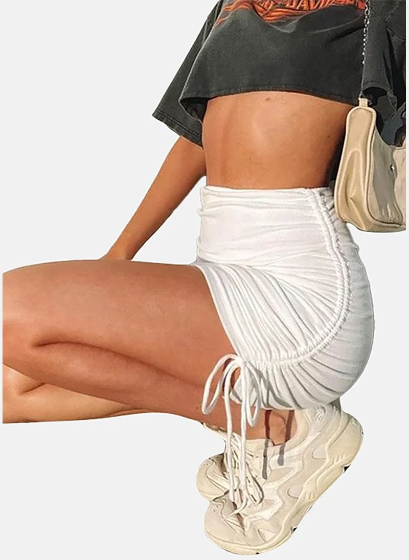 يونيكي White Bodycon Solid Mini Skirt