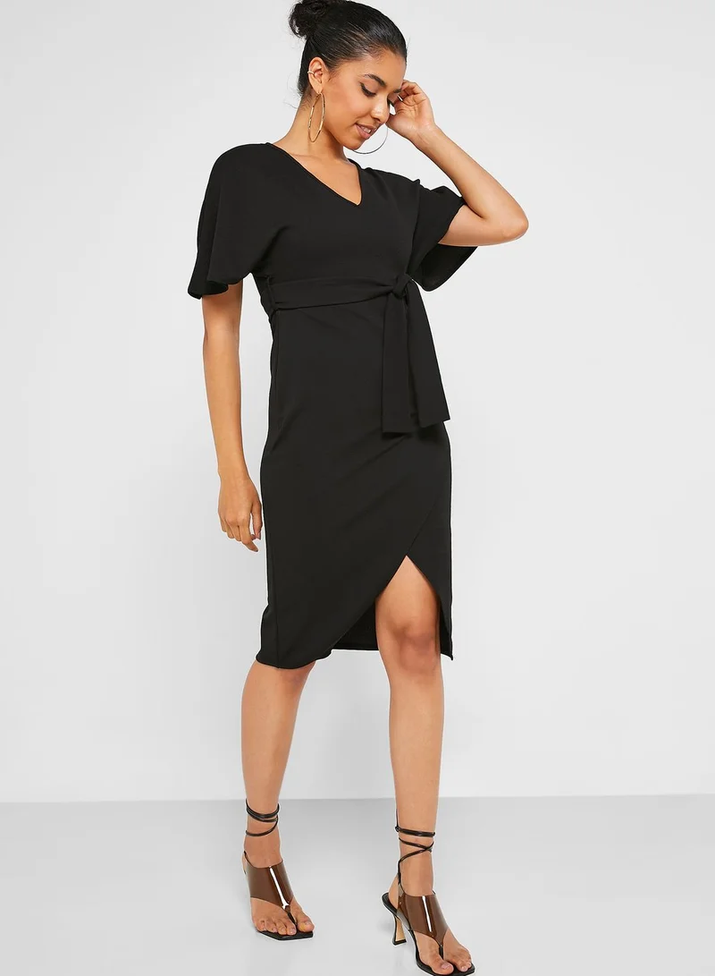 boohoo Tie Detail Kimono Dress