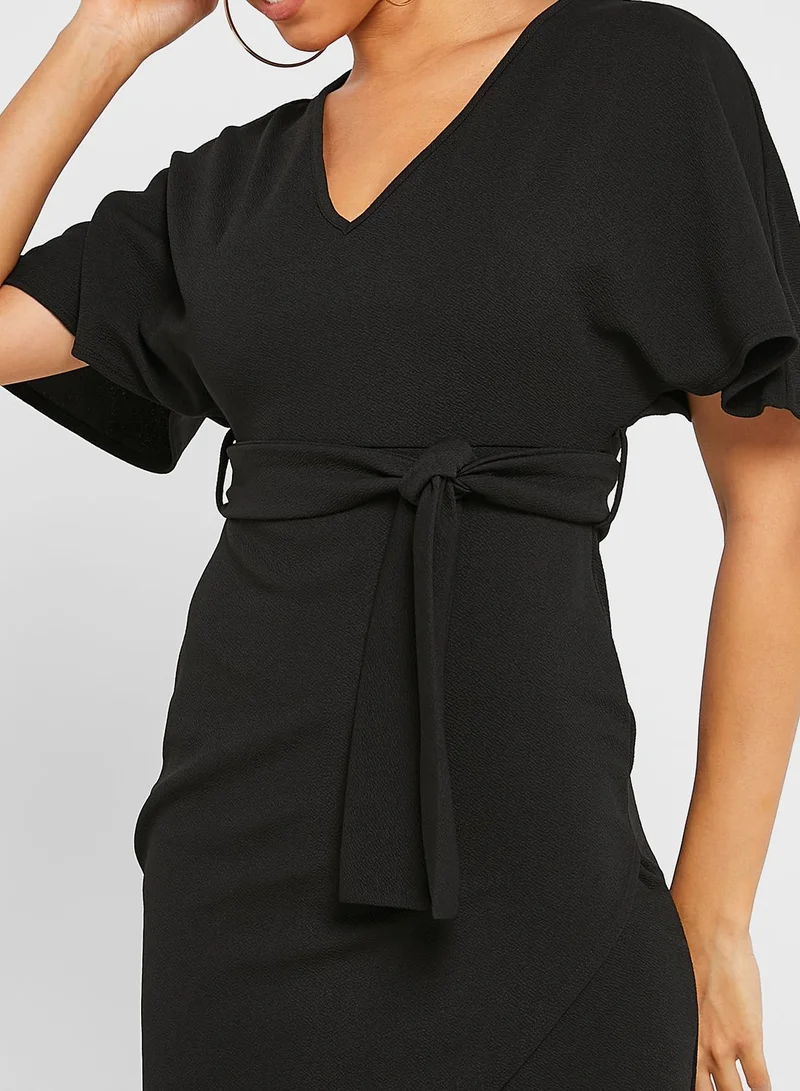 boohoo Tie Detail Kimono Dress