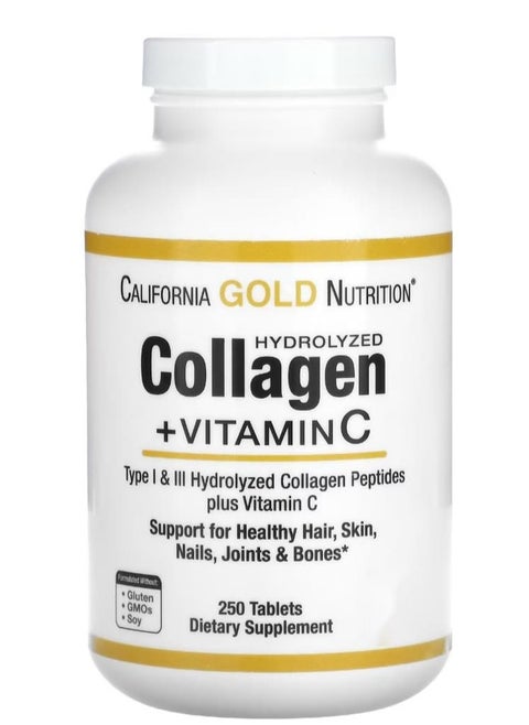 Collagen Peptides Plus Vitamin C Dietary Supplement - 250 Tablets