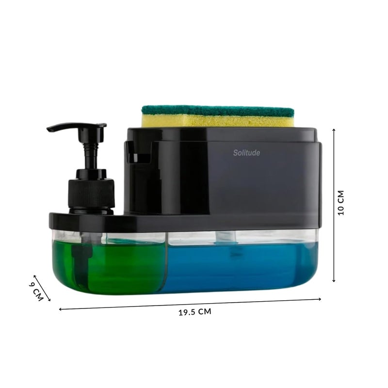 Solitude Plastic 3 in 1 Soap Pump Dispenser Dish Soap Liquid Dispenser Sponge Holder Dish Soap Pump Dispenser for Kitchen Sink Countertop Kitchen Bathroom, Multicolor - Image 3