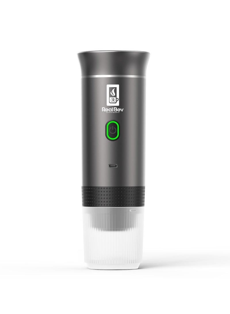 RealBev Portable Espresso Coffee Maker | USB Rechargeable Coffee Machine for Travel, Car, Camping & Office | Compatible with Ground Coffee & Capsules | Compact One-Touch Brewing - Image 1