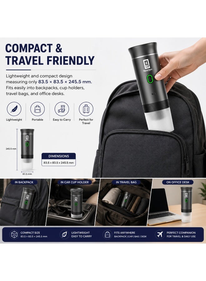 RealBev Portable Espresso Coffee Maker | USB Rechargeable Coffee Machine for Travel, Car, Camping & Office | Compatible with Ground Coffee & Capsules | Compact One-Touch Brewing - Image 2