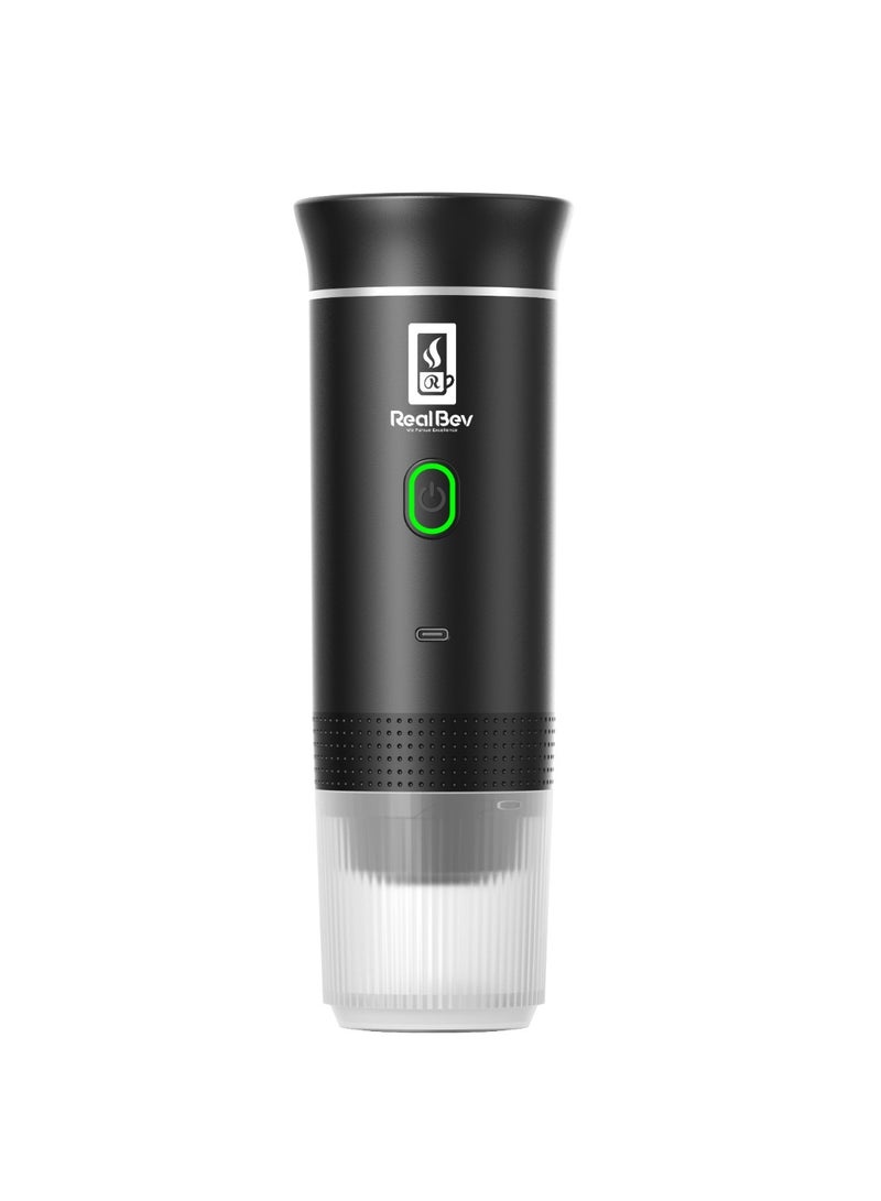 RealBev Portable Espresso Coffee Maker | USB Rechargeable Coffee Machine for Travel, Car, Camping & Office | Compatible with Ground Coffee & Capsules | Compact One-Touch Brewing - Image 1