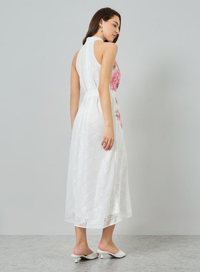 Styli White Floral Print Sleeveless Midi Dress - Image 5