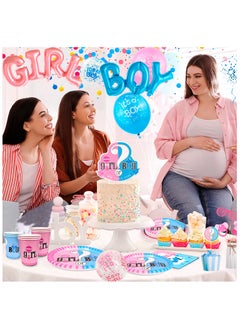 FRUITFUL PARTY Gender Reveal Party Decorations for 10 Guests, Gender Reveal Party Disposable Tableware Set Boy or Girl Banner Balloons Fringe Photo Booth Props etc  - Image 5