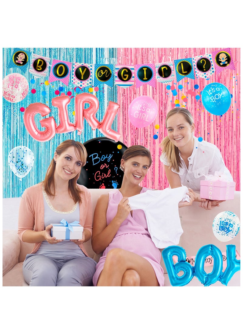 FRUITFUL PARTY - Gender Reveal Party Decorations for 10 Guests, Gender Reveal Party Disposable Tableware Set Boy or Girl Banner Balloons Fringe Photo Booth Props etc - Image 1