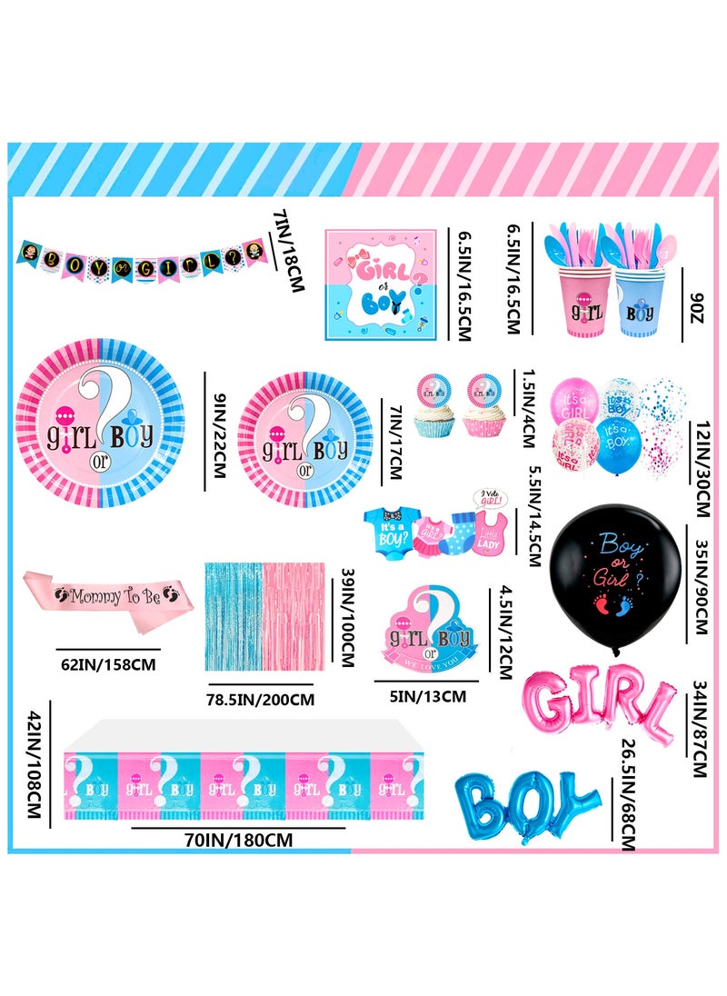 FRUITFUL PARTY - Gender Reveal Party Decorations for 10 Guests, Gender Reveal Party Disposable Tableware Set Boy or Girl Banner Balloons Fringe Photo Booth Props etc - Image 1
