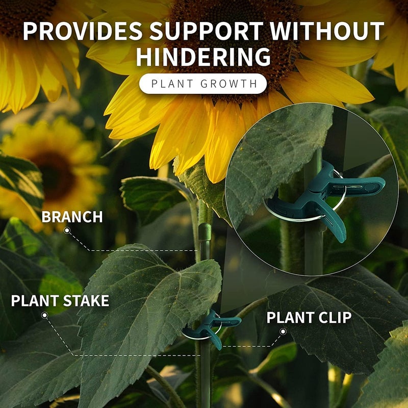 Ram-Pro 80 Piece Green Gentle Gardening Plant & Flower Lever Loop Gripper Clips, Tool for Supporting or Straightening Plant Stems, Stalks, and Vines, Garden Clips - Image 2