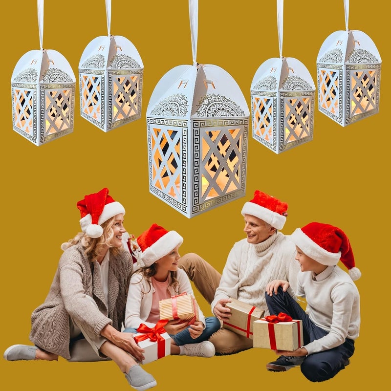 DIGI ART'S DIGI ARTS Merry Christmas Paper Hanging Lantern LED Diya Lights for Christmas Decoration Pack of 10 Home Living Room Office Christmas Party Multicolor Size 88 X 174 Cms - Image 3