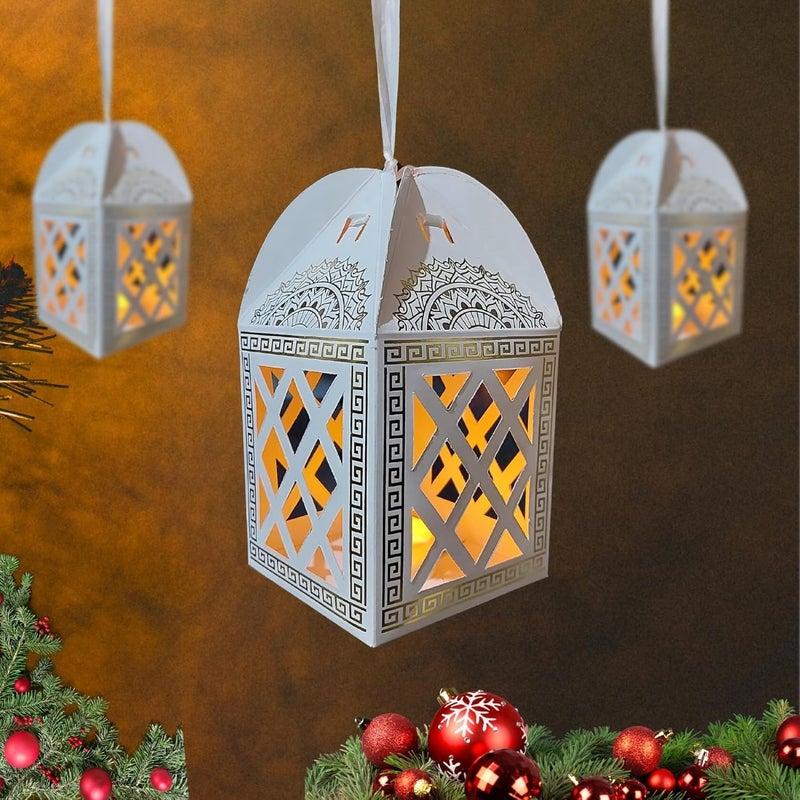 DIGI ART'S DIGI ARTS Merry Christmas Paper Hanging Lantern LED Diya Lights for Christmas Decoration Pack of 10 Home Living Room Office Christmas Party Multicolor Size 88 X 174 Cms - Image 1