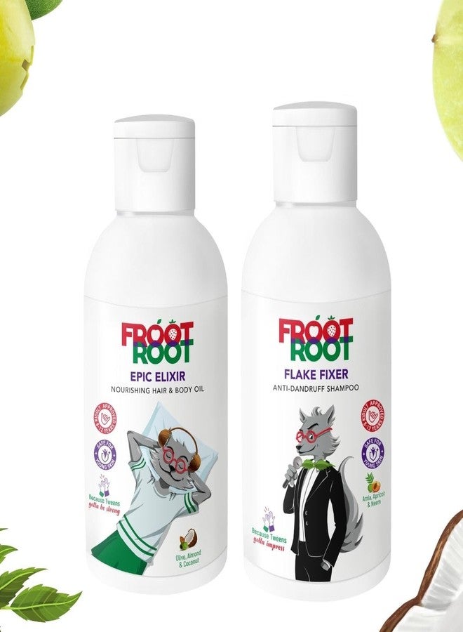 Froot Root Anti Dandruff Kids & Tweens Shampoo +Hair Oil Combo | Natural Actives |Sulphate and Paraben Free |Superfruits like Amla | Natural Dandruff Fighters Neem, Methi - Image 1