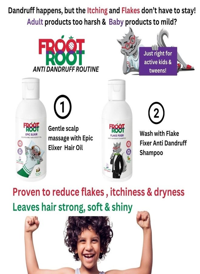 Froot Root Anti Dandruff Kids & Tweens Shampoo +Hair Oil Combo | Natural Actives |Sulphate and Paraben Free |Superfruits like Amla | Natural Dandruff Fighters Neem, Methi - Image 2