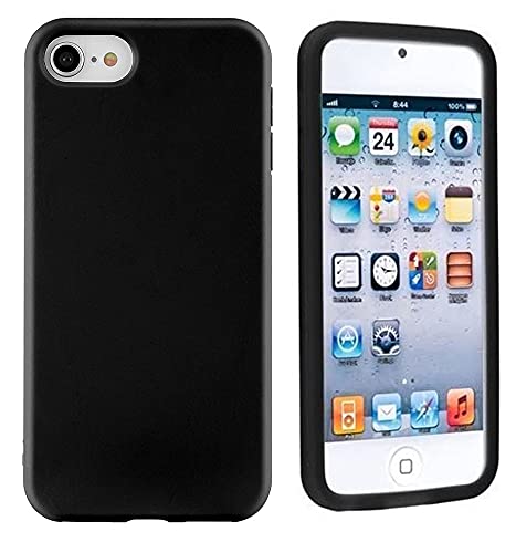 BLLQ Compatible iPod Touch 5/6/7 Case, Glossy Black TPU Soft Slim Cover Skin - Image 1