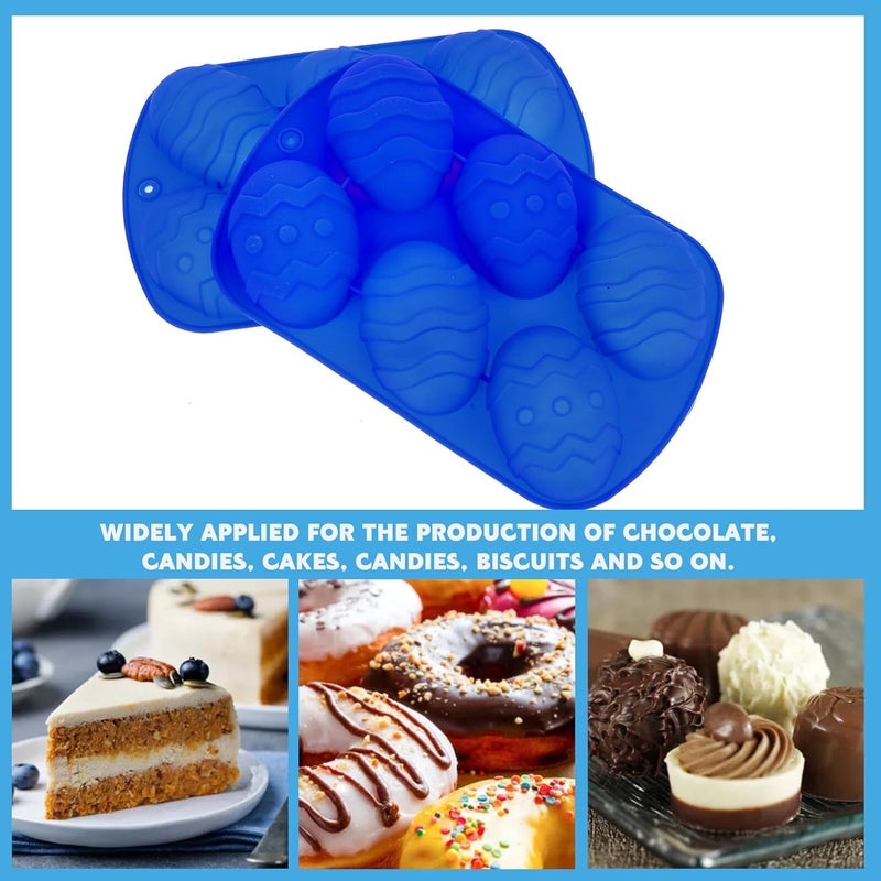 Silicone Easter Egg Shaped Chocolate Molds 2pcs, Six-cavity Baking Tray for DIY Cake Decorating and Candy Making, Food-grade Non-stick Silicone for Home Kitchen Use - Image 3
