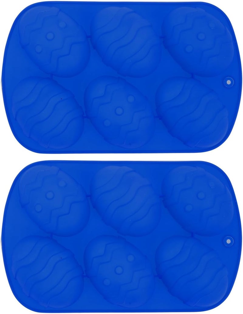 Silicone Easter Egg Shaped Chocolate Molds 2pcs, Six-cavity Baking Tray for DIY Cake Decorating and Candy Making, Food-grade Non-stick Silicone for Home Kitchen Use - Image 1