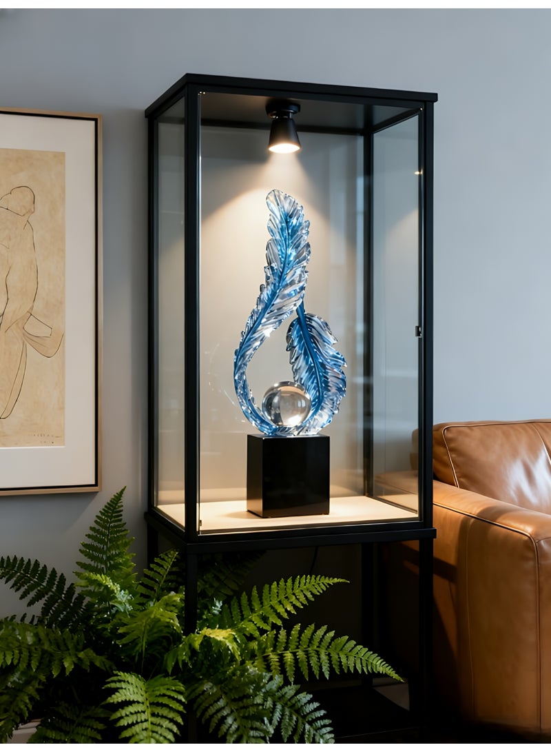 ALMiHomi Blue Crystal Feather Decorative Figurine – Elegant Home & Office Desk Decor Ornament, Modern Art Sculpture for Living Room Decoration - Image 2