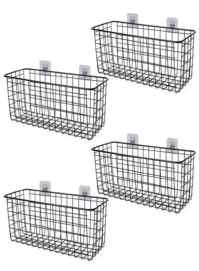XINFULL 4 Pack Wire Storage Baskets Household Metal Wall-Mounted Containers Organizer Bins for Kitchen Bathroom Freezer Pantry Closet Laundry Room Cabinets Garage Shelf, Large - Image 1