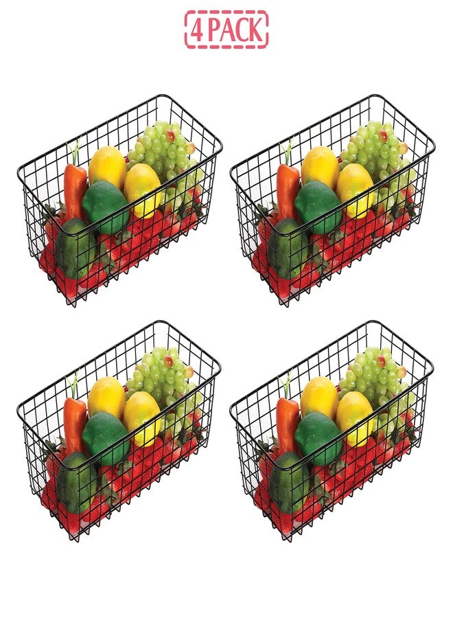 XINFULL 4 Pack Wire Storage Baskets Household Metal Wall-Mounted Containers Organizer Bins for Kitchen Bathroom Freezer Pantry Closet Laundry Room Cabinets Garage Shelf, Large - Image 3
