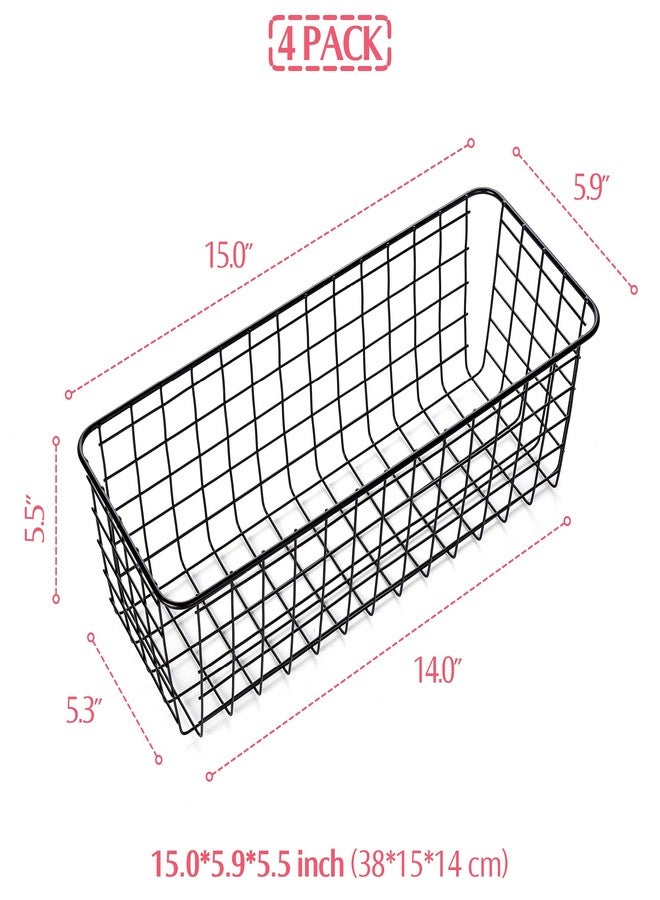 XINFULL 4 Pack Wire Storage Baskets Household Metal Wall-Mounted Containers Organizer Bins for Kitchen Bathroom Freezer Pantry Closet Laundry Room Cabinets Garage Shelf, Large - Image 2