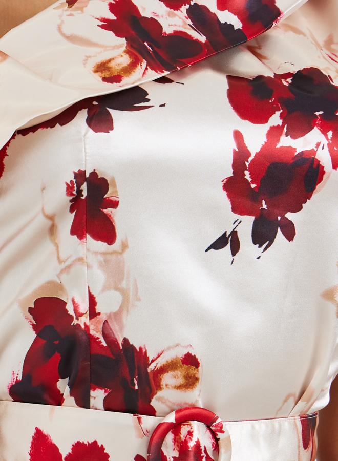 Styli Women Floral Print One-Shoulder Sheath Midi Dress - Image 4