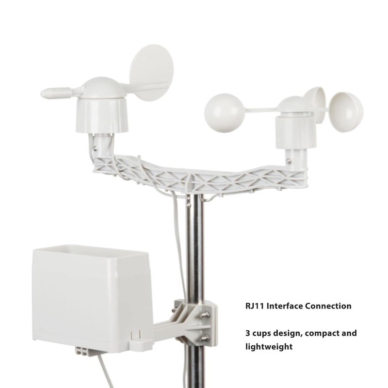 ABS Wind Speed Cup Anemometer with RJ11 Connector for Weather Meter Wind Direction Gauge - Image 4