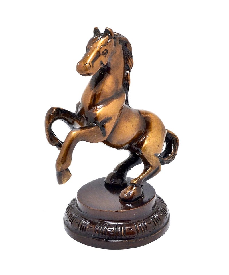 Two Moustaches Uplifted Legs Horse Tableware Brass Showpiece Durable Brass Showpieces for Home Office Decor - Image 1