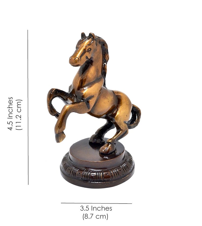 Two Moustaches Uplifted Legs Horse Tableware Brass Showpiece Durable Brass Showpieces for Home Office Decor - Image 4