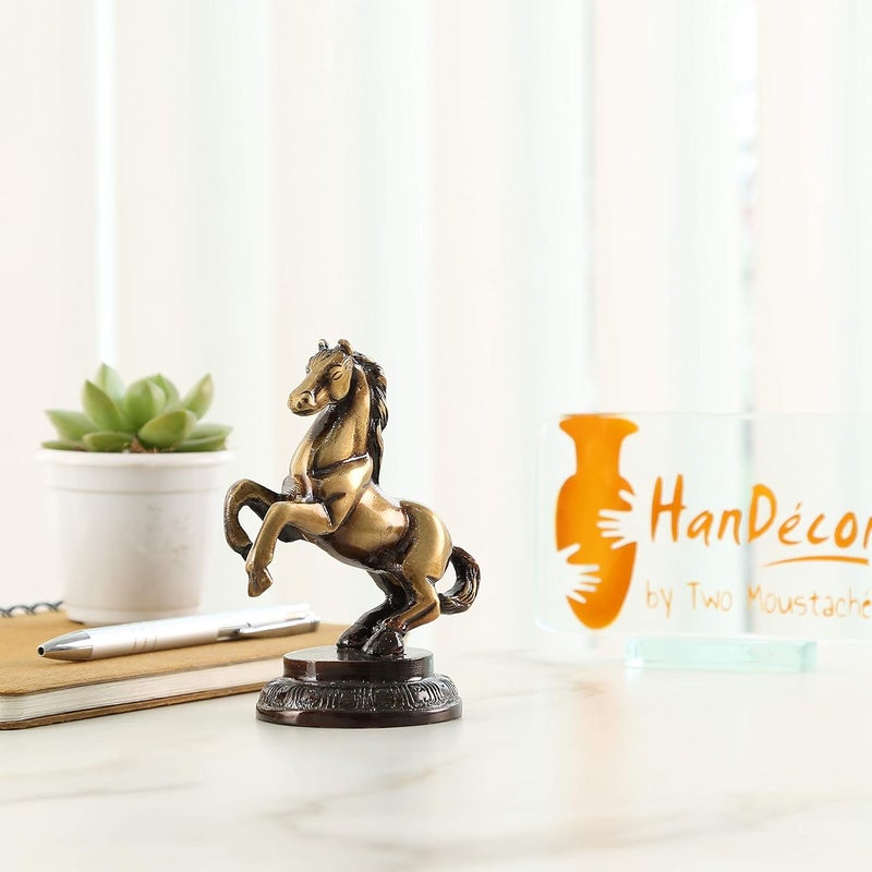 Two Moustaches Uplifted Legs Horse Tableware Brass Showpiece Durable Brass Showpieces for Home Office Decor - Image 2