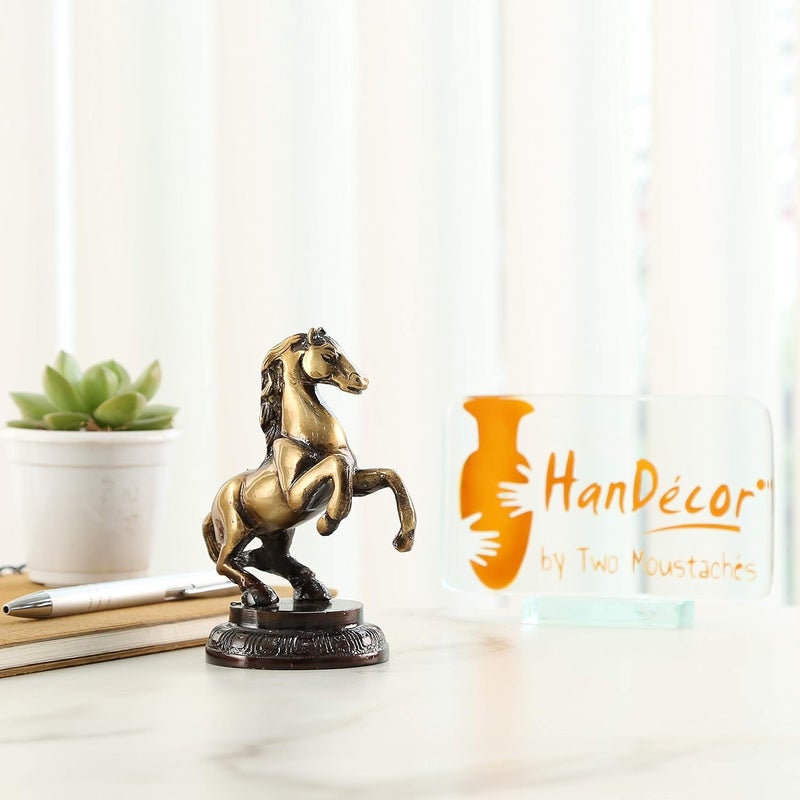 Two Moustaches Uplifted Legs Horse Tableware Brass Showpiece Durable Brass Showpieces for Home Office Decor - Image 3