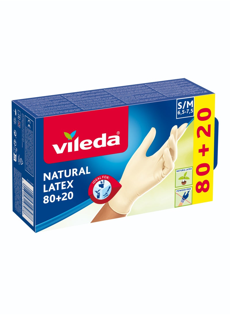 Vileda Vileda Disposable Multi Latex Gloves, Powder-Free, Ambidextrous Wear,  Small/Medium, Pack Of 100, White  - Image 1