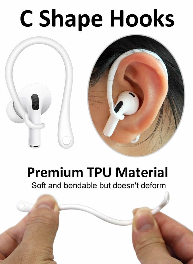 A-Focus Anti-Slip Set for AirPods Pro 2nd Silicone Adjustable Ear Hook Ergonomic Design Wings Wingtip Ear Tips Strap Sport Earbuds Accessories Eartip Compatible with AirPods Pro 2 White Strap - Image 4
