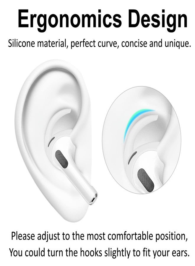 A-Focus Anti-Slip Set for AirPods Pro 2nd Silicone Adjustable Ear Hook Ergonomic Design Wings Wingtip Ear Tips Strap Sport Earbuds Accessories Eartip Compatible with AirPods Pro 2 White Strap - Image 5