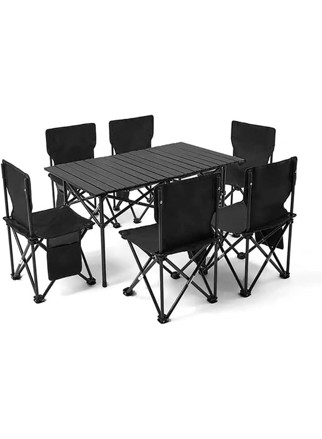 ATM Portable 6-Seater Folding Outdoor Table and Chair Set - (1 Table - 120x55x50 cm) + (6 Chairs - 39cm) - Image 2