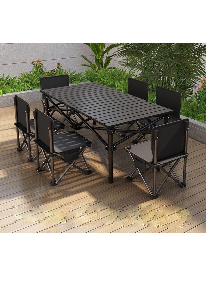 ATM Portable 6-Seater Folding Outdoor Table and Chair Set - (1 Table - 120x55x50 cm) + (6 Chairs - 39cm) - Image 1