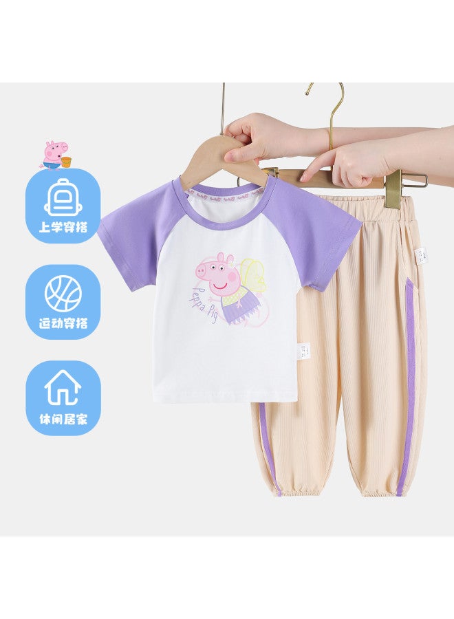Peppa Pig summer 2025 Thin Girls' Short-sleeve & Pants Set - Breathable Skin-friendly Casual Outfit - Image 2