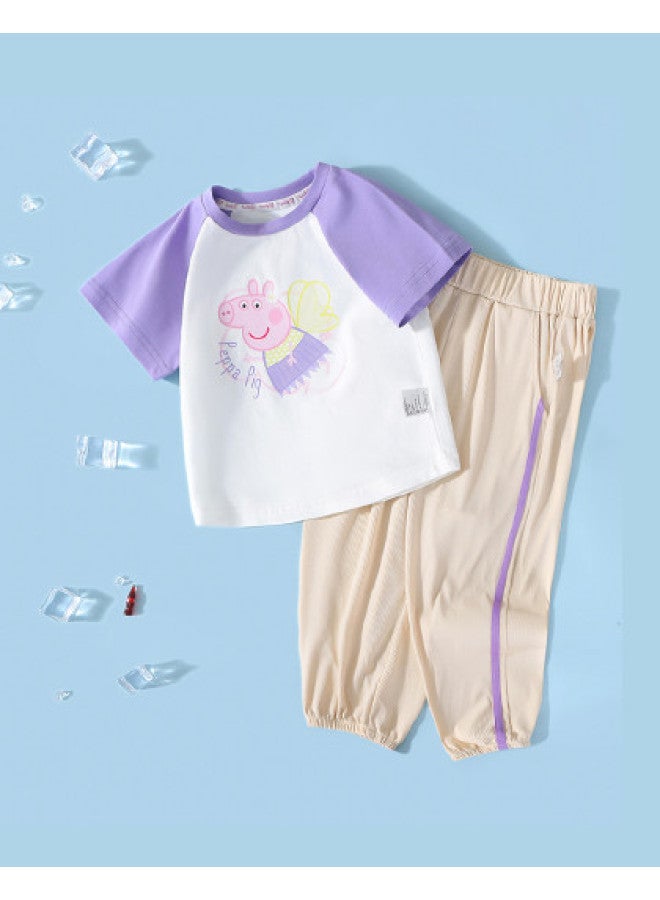 Peppa Pig summer 2025 Thin Girls' Short-sleeve & Pants Set - Breathable Skin-friendly Casual Outfit - Image 1