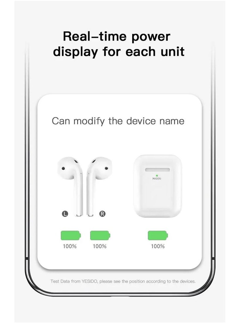 Yesido - Yesido TWS05 Wireless Bluetooth Earbuds With Mic ,Touch Control and Active Noise Cancelation Compatible With iPhone XR - Image 1
