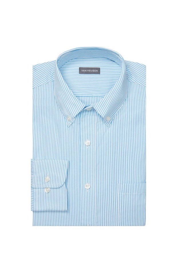 Van Heusen قميص رسمي للرجال بأزرار وياقة قابلة للتعديل، مخطط، لون أزرق فاتح، XXL - Image 1