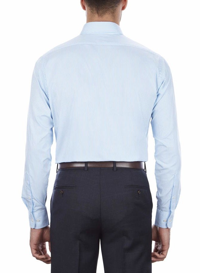 Van Heusen قميص رسمي للرجال بأزرار وياقة قابلة للتعديل، مخطط، لون أزرق فاتح، XXL - Image 3