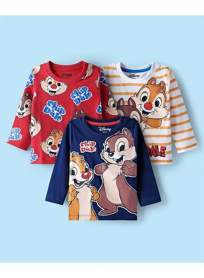 Babyhug Disney Babyhug Disney Single Jersey T-Shirt with Chip N Dale Graphics (Pack of 3) - Red, Navy Blue, and Cream