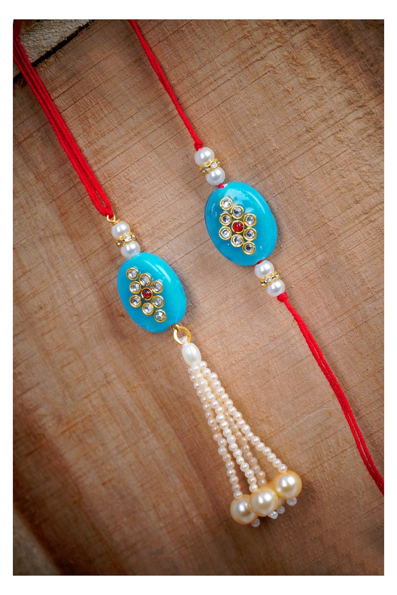 JFL Unisex Adult - Jewellery for Less Handmade Rakhi for Brother Combo Fancy Collection Couple Pair Rakhi Set for Bhaiya Fancy Rakhi Bracelet with Roli Chawal Raksha Bandhan - Image 3