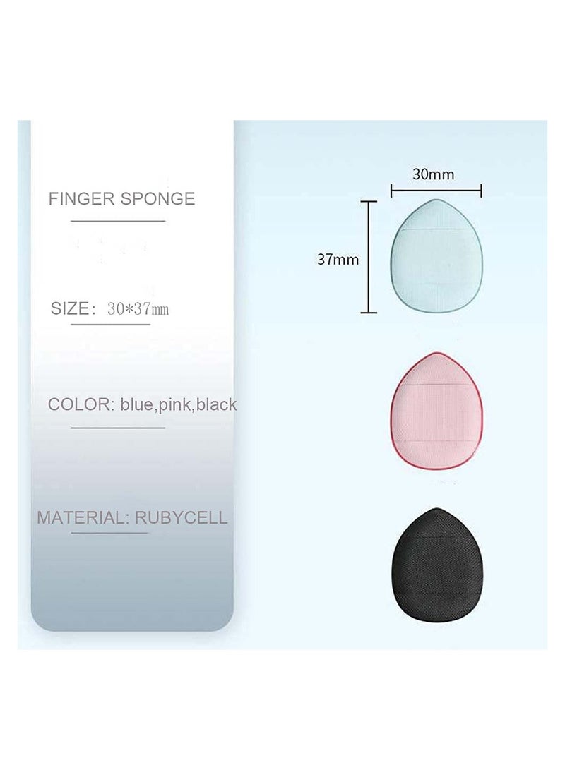 SOLARAE Mini Makeup Puff Sponge, 12 Pieces Wet and Dry Finger Foundation Cotton Pad Makeup Accessories for Girls Women (Black, Pink, Blue) - Image 2