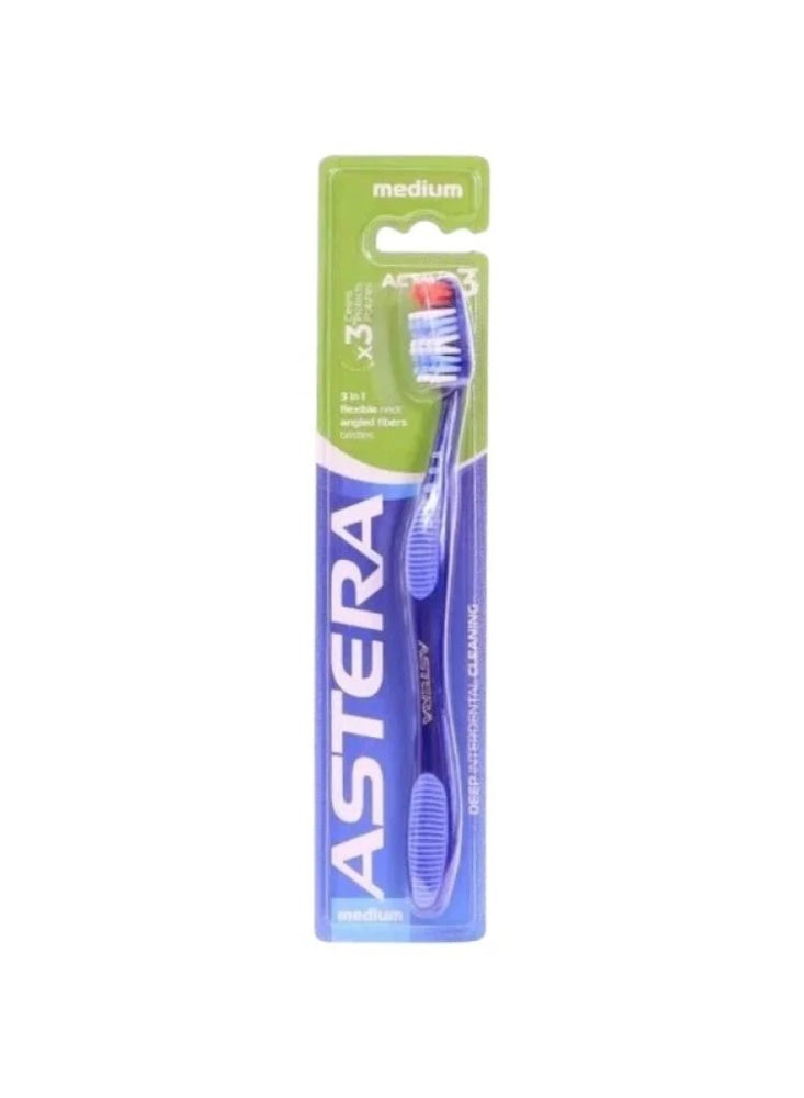 Medium Soft Toothbrush Active 3 Assorted Colors