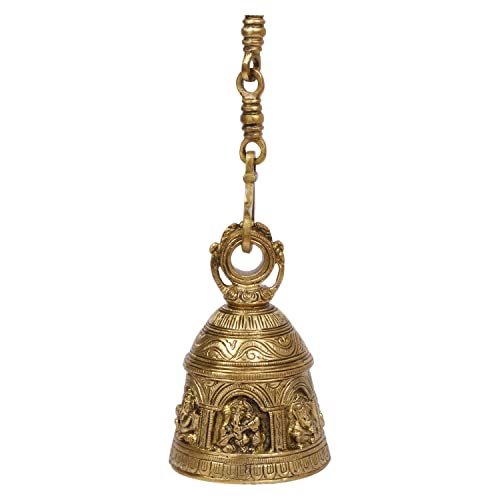 Kartique Brass Musical Ganesha Bell - 6 Inch Height Intricate Design with Chain, Golden Finish, Ideal for Puja and Home Decor - Image 3