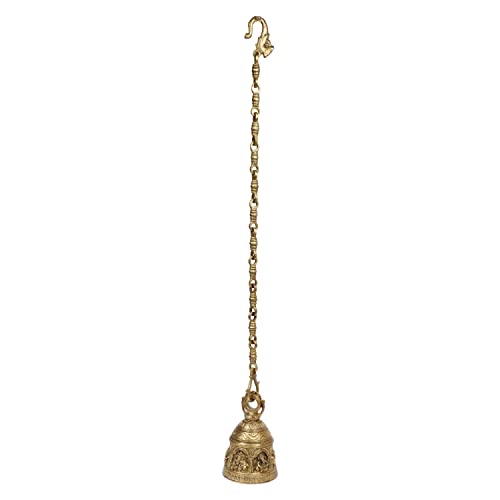 Kartique Brass Musical Ganesha Bell - 6 Inch Height Intricate Design with Chain, Golden Finish, Ideal for Puja and Home Decor - Image 5