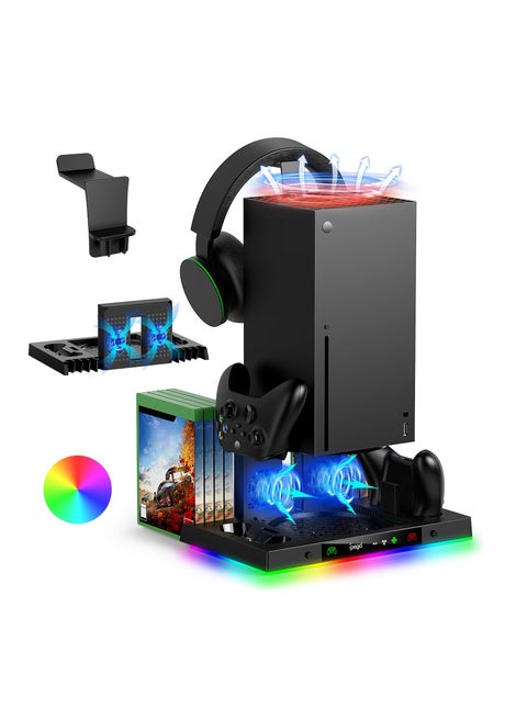 Upgrade Cooling Fan Stand with Charging Station for Xbox Series X Console and Controller