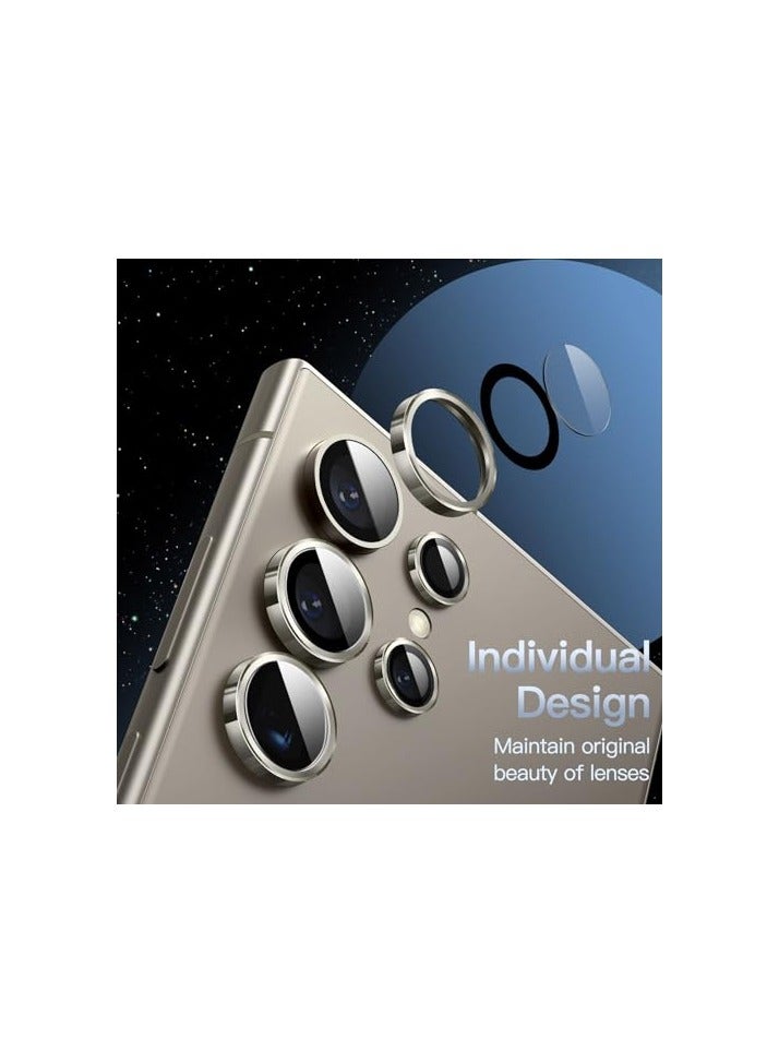 JETech Camera Lens Protector for Samsung Galaxy S24 Ultra, 9H Tempered Glass Metal Individual Ring Cover, Easy Installation Tray, HD Clear, 1 Set (Titanium Gray) - Image 2