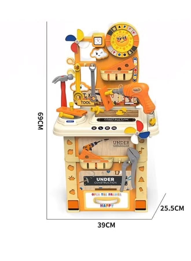 Kids Tool Bench,69cm High Kids Workbench,Pretend Play Tool Toys for Toddler, TEM Educational Assembly Building Toy with Electric Drill and Realistic Tools,Construction Tool Bench Kit Playset,Engineering Building Block Games,Children's Toy Play Workbench for 3 4 5 6 Boys and Girls - Image 2